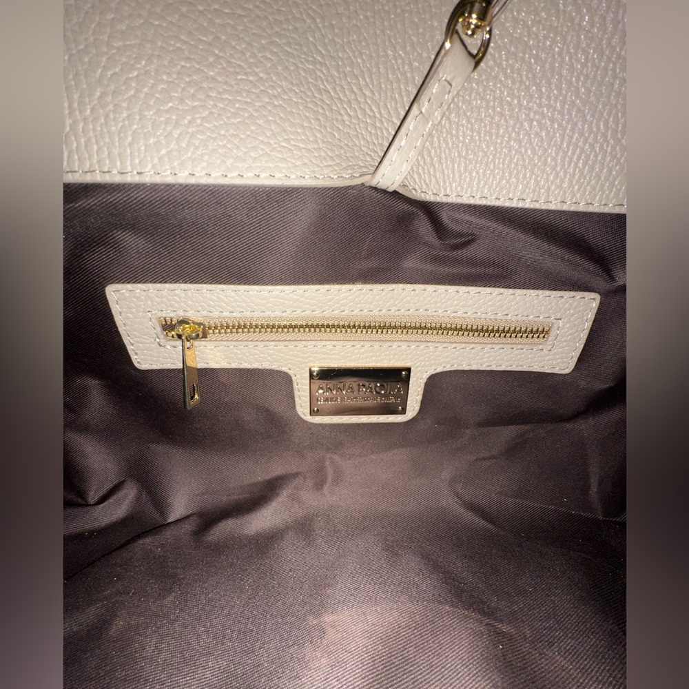 Viral Anna Paola Italian SUEDE & LEATHER Cappuccino Satchel NWT - Picture 8 of 11